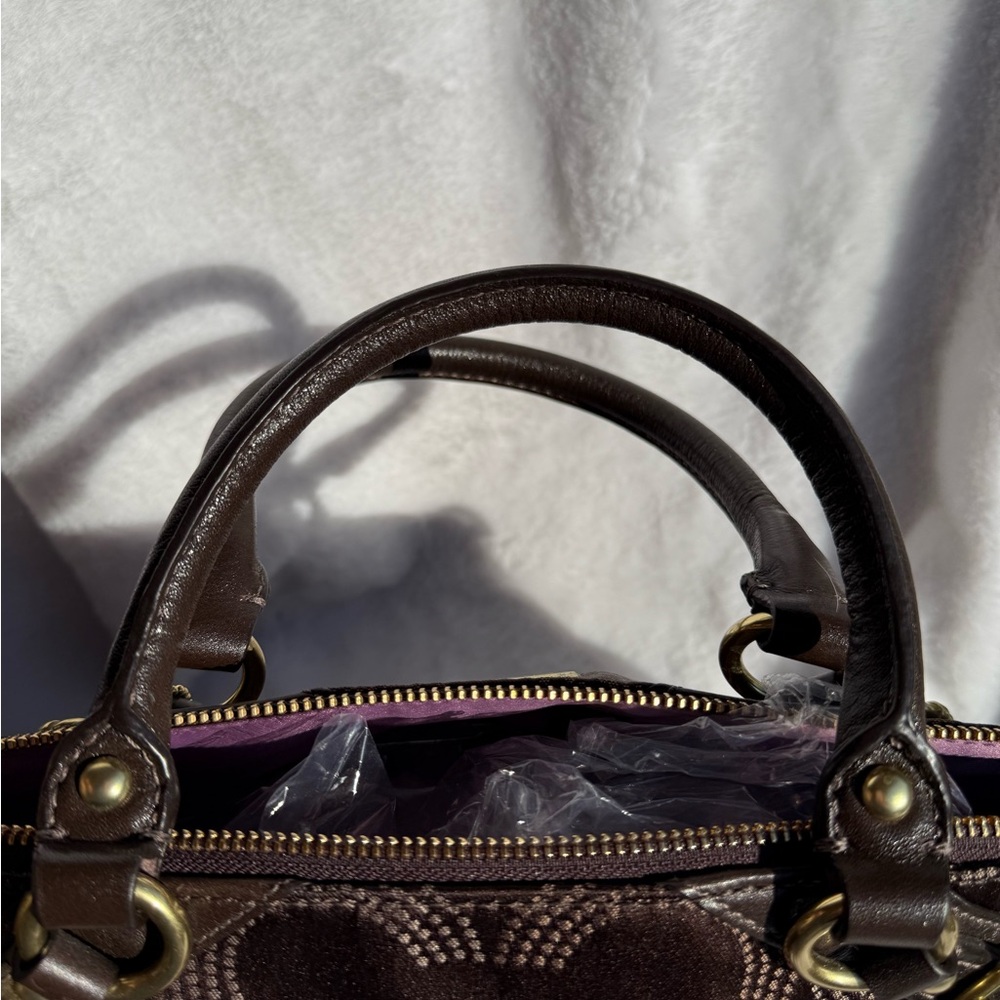 Coach Brown Satchel with Signature Monogram - Picture 4 of 10